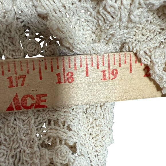 Solitaire Cotton Blend Crochet Medallion Top Women Small Cream Short Sleeve - Picture 4 of 5